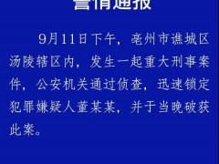 亳州市公安局重大刑事案件当晚破获此案